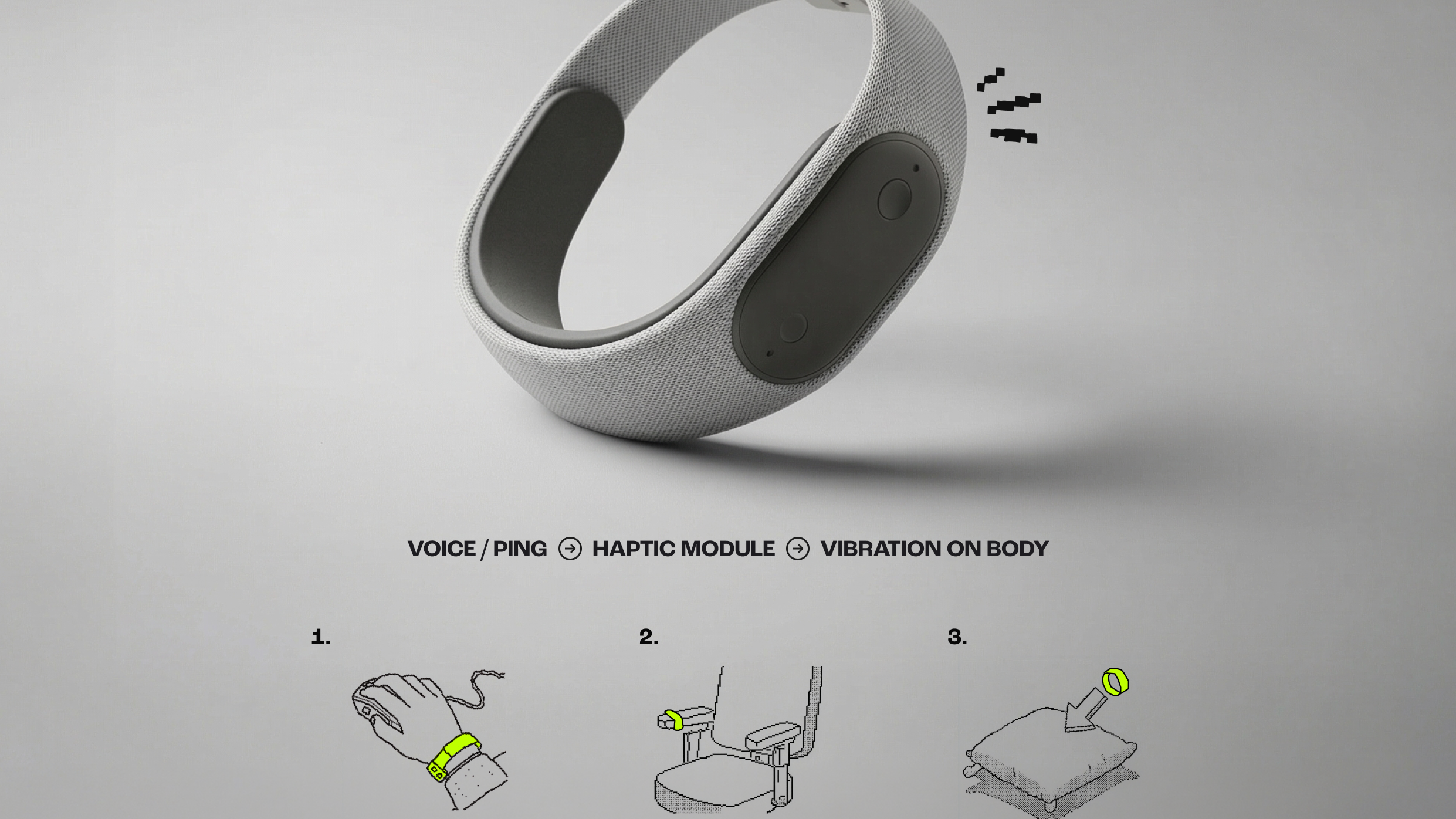 Haptic: Wearable haptic module delivering real-time alerts through vibration.