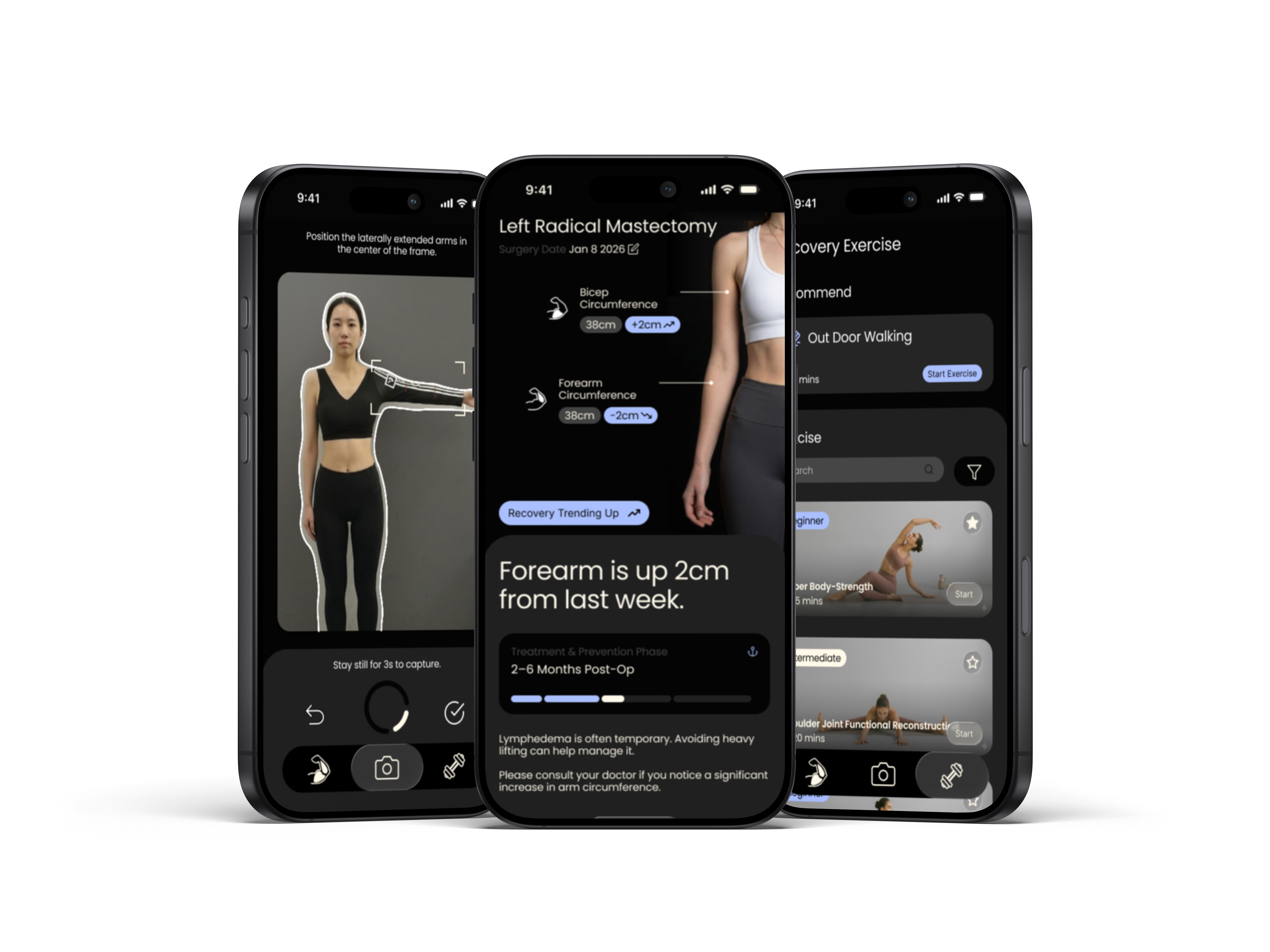 Mobile interface of Node app, where users can visualize their arm circumference. 