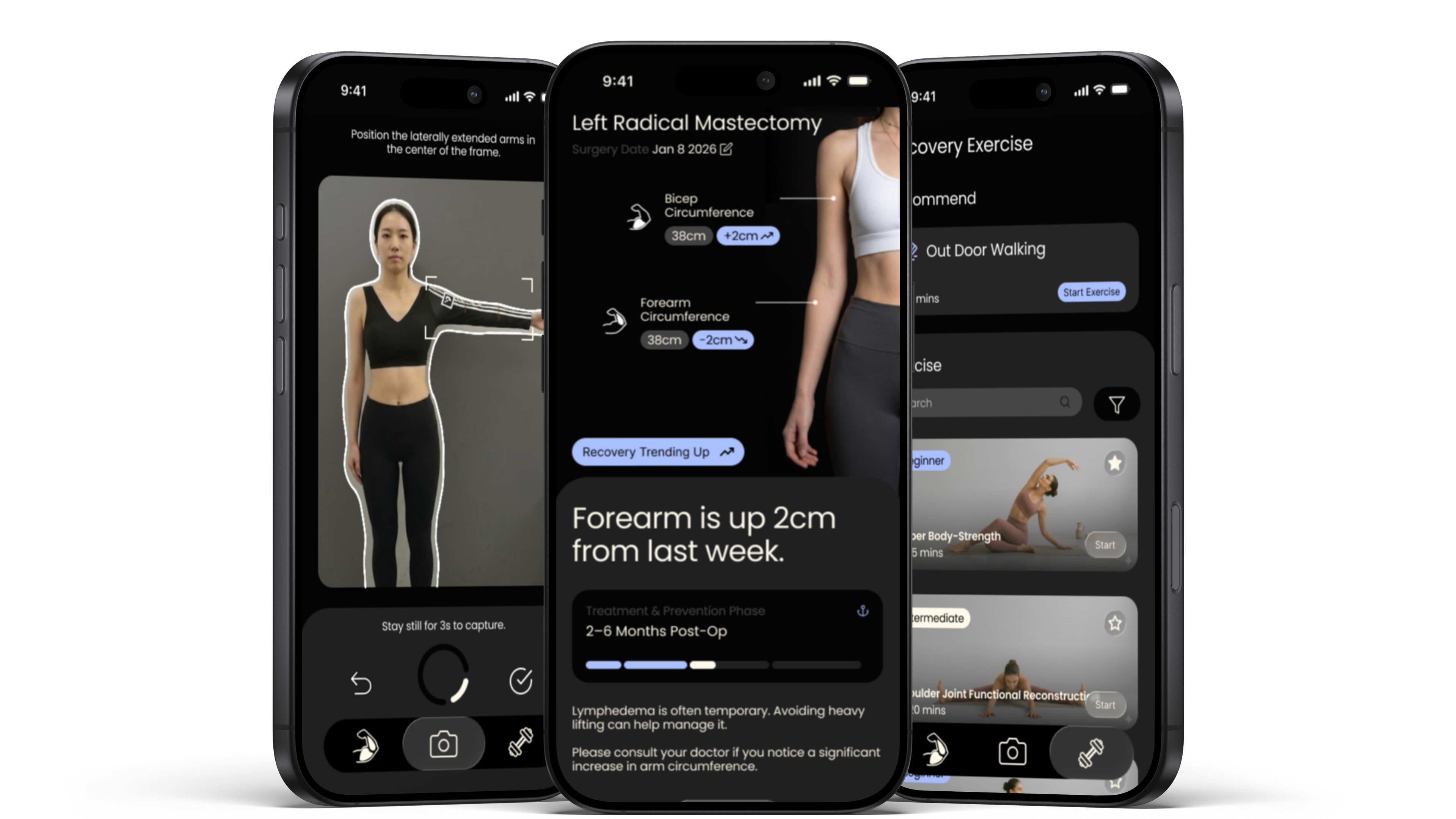 Mobile interface of Node app, where users can visualize their arm circumference.