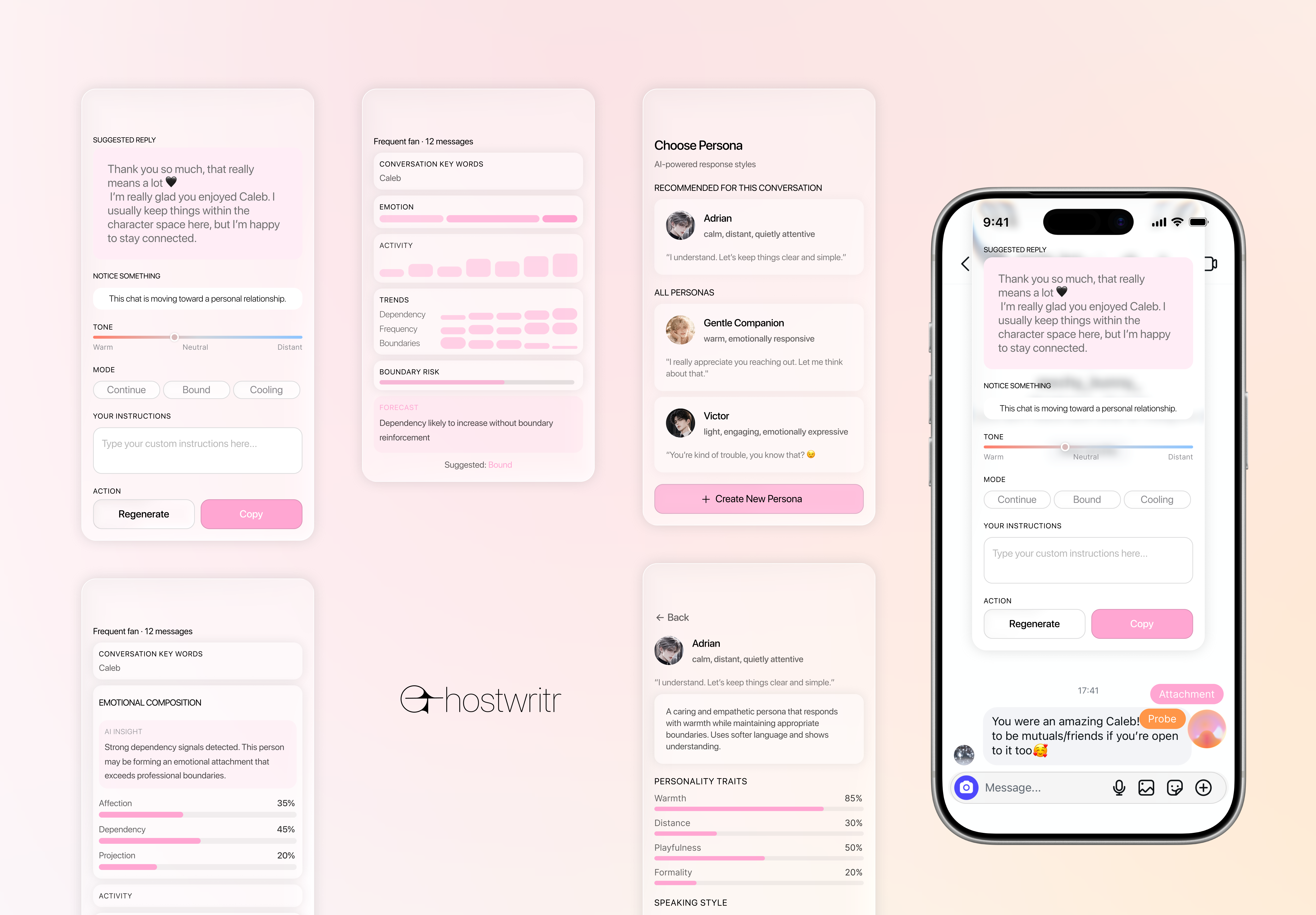Mobile interface of Ghostwriter app 