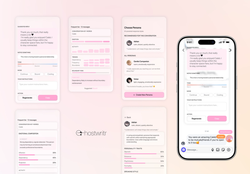 Mobile interface of Ghostwriter app 