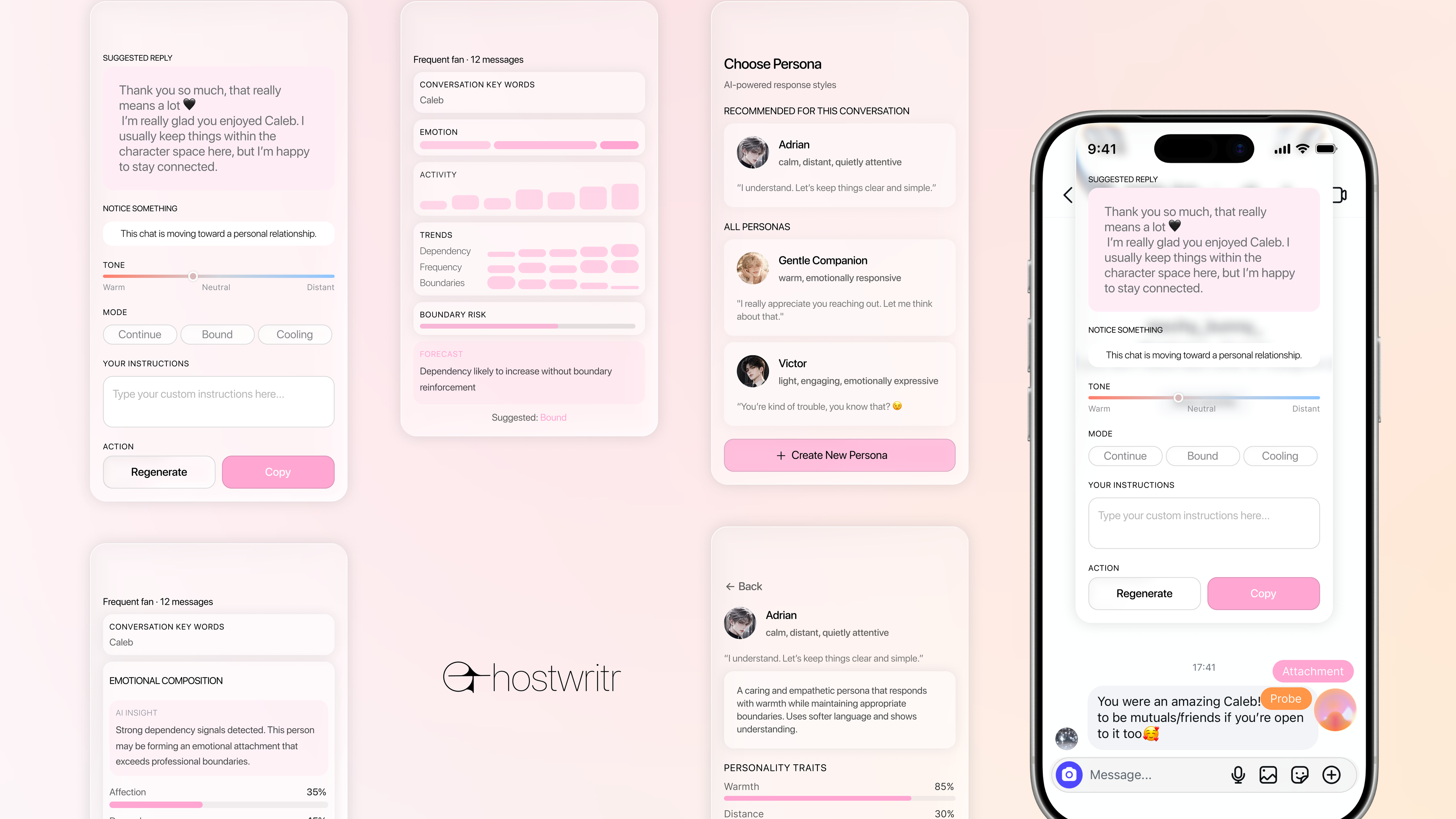 Mobile interface of Ghostwriter app