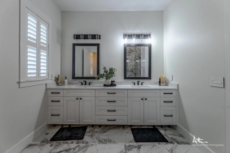Double Vanity Bathroom with Black Fixtures