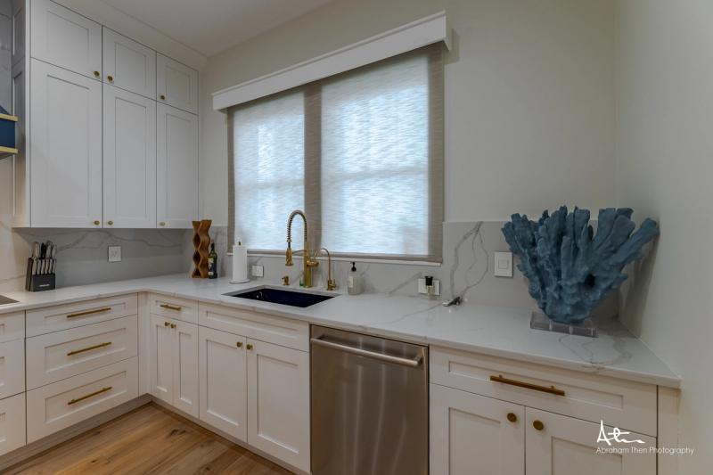 Coastal Kitchen Sink with Brass Fixtures