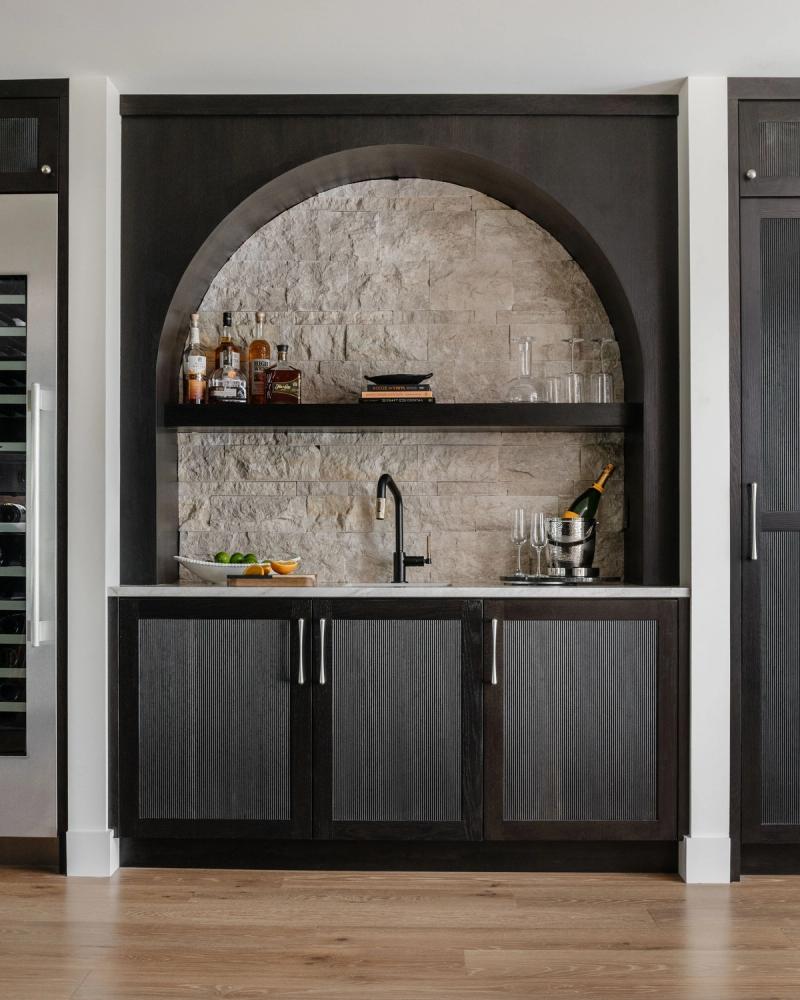 Modern Wet Bar with Built-In Cabinetry