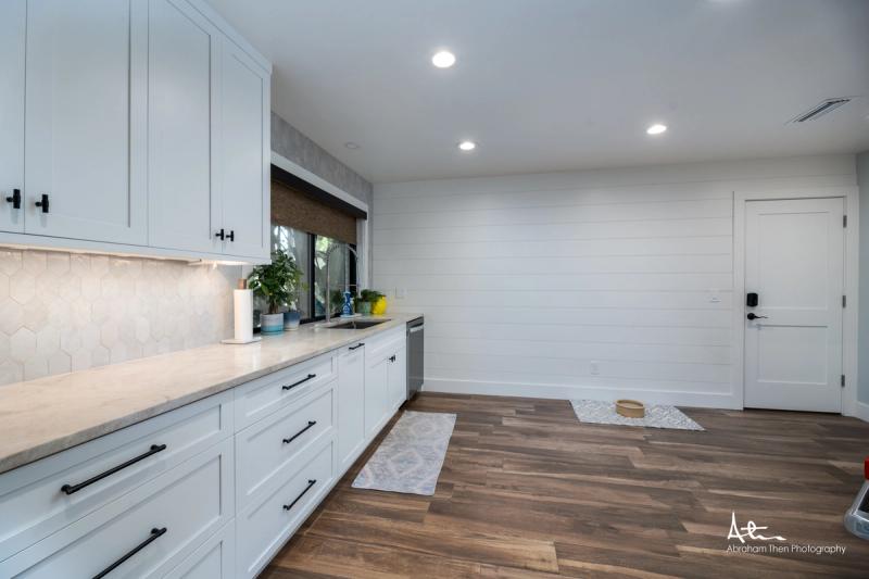 Modern Kitchen with Shiplap Wall