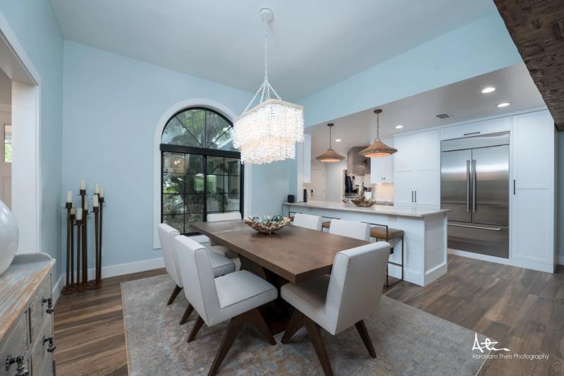 Coastal Dining Area Connected to Kitchen
