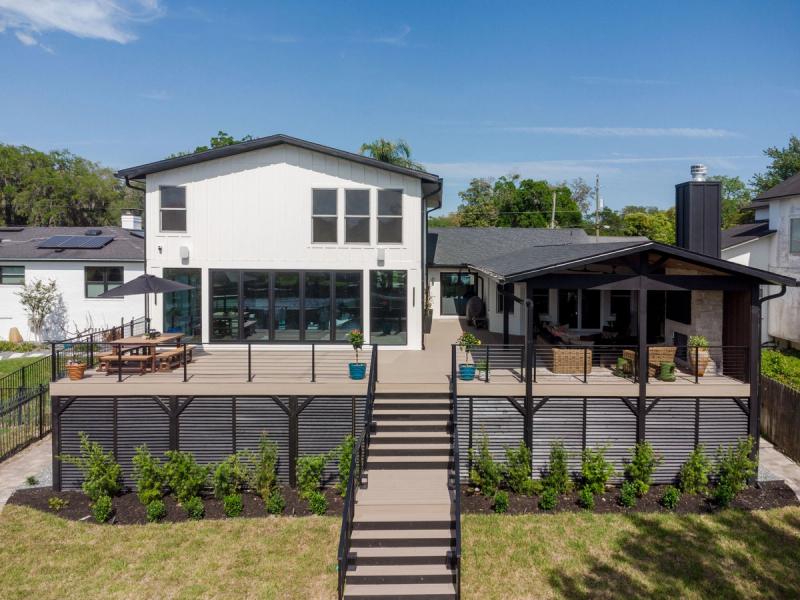 Modern Home Exterior with Deck