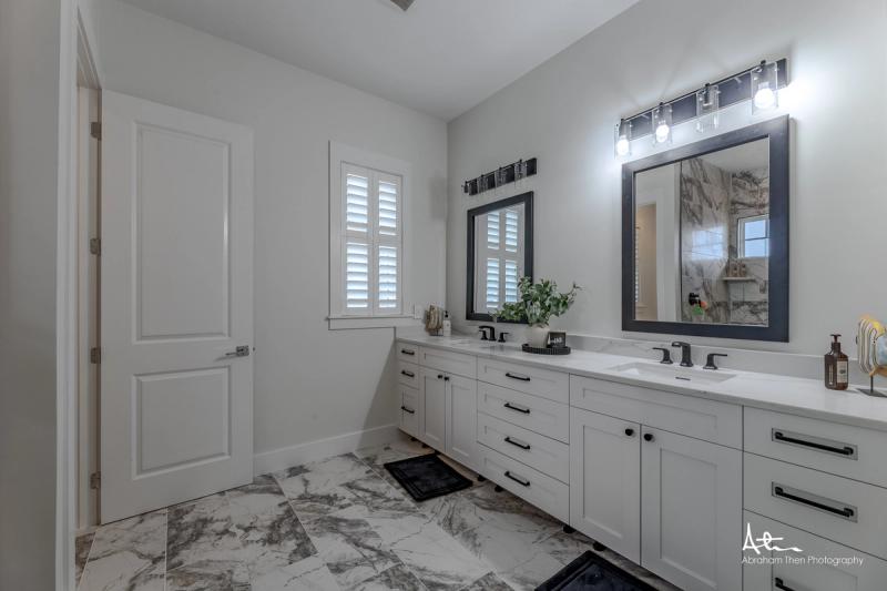 Double Vanity Bathroom with Black Fixtures