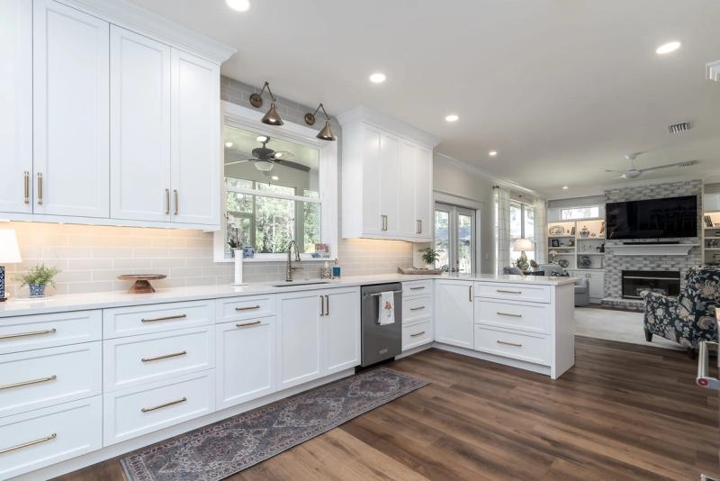 Open Concept Kitchen with White Cabinets