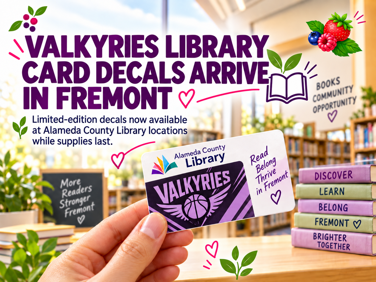 Golden State Valkyries Library Card Decals Are Now Available in Fremont