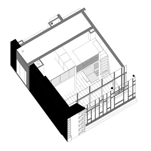 SOUFFLE - Elévation d'un studio type - avec Mezzanine
