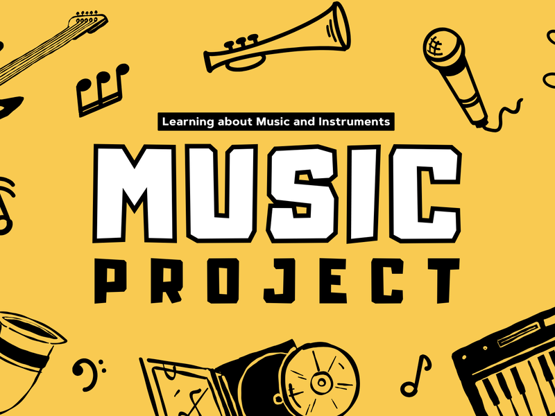 picture of a guitar, musical notes and mic