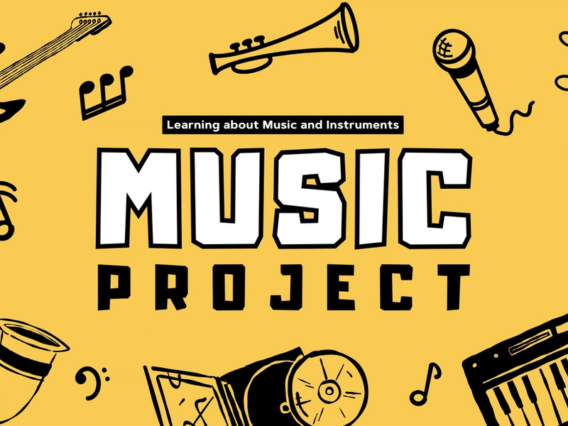 picture of a guitar, musical notes and mic 