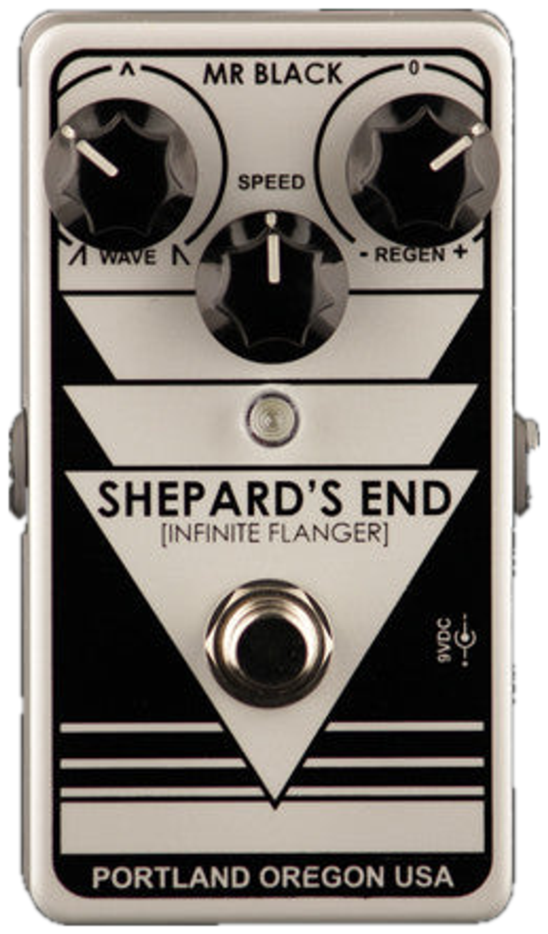 Mr. Black Shepard's End, top-down view, silver and black enclosure, Wave, Speed and Regen knobs