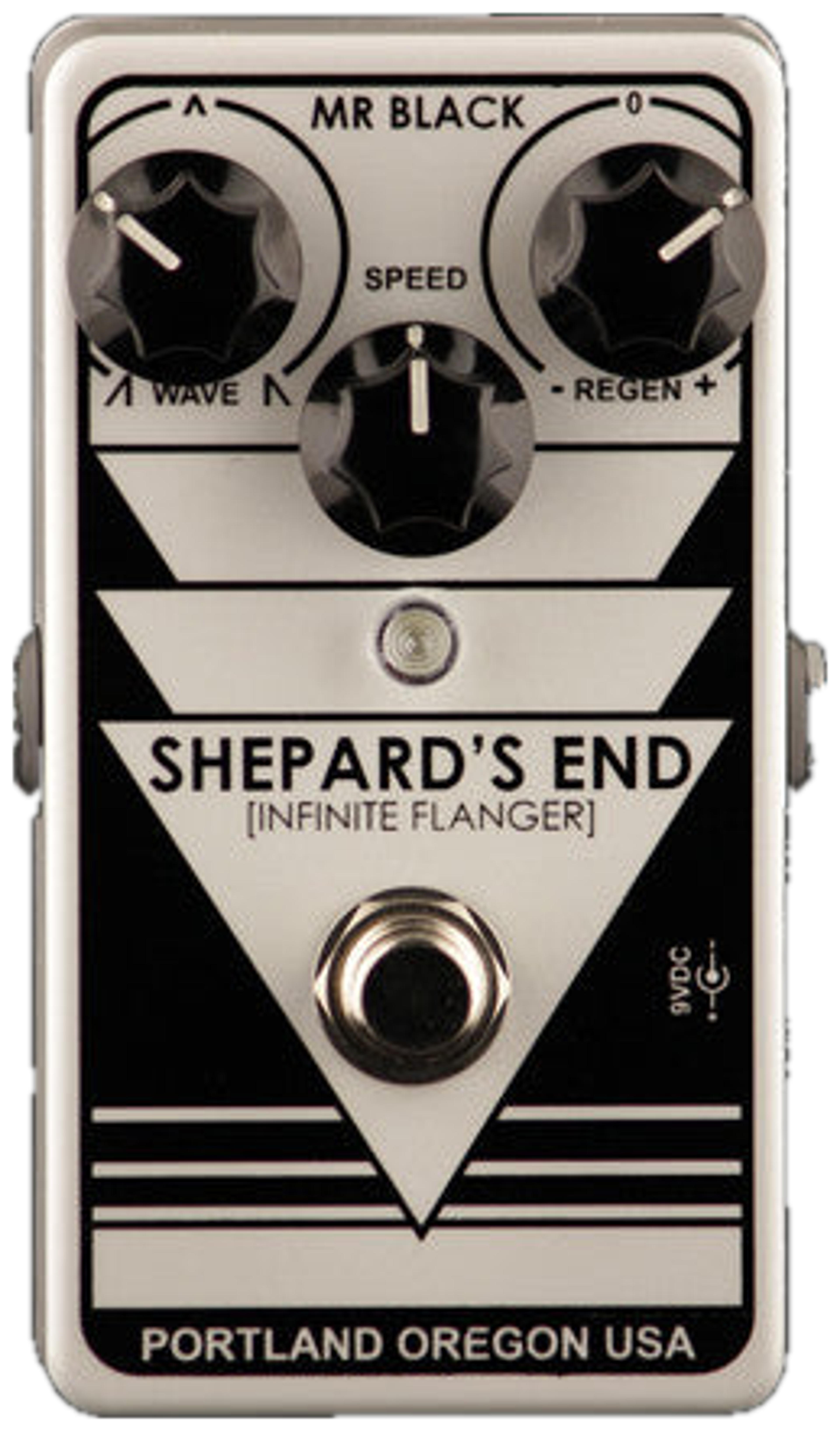 Mr. Black Shepard's End, top-down view, silver and black enclosure, Wave, Speed and Regen knobs