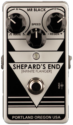 Mr. Black Shepard's End, top-down view, silver and black enclosure, Wave, Speed and Regen knobs