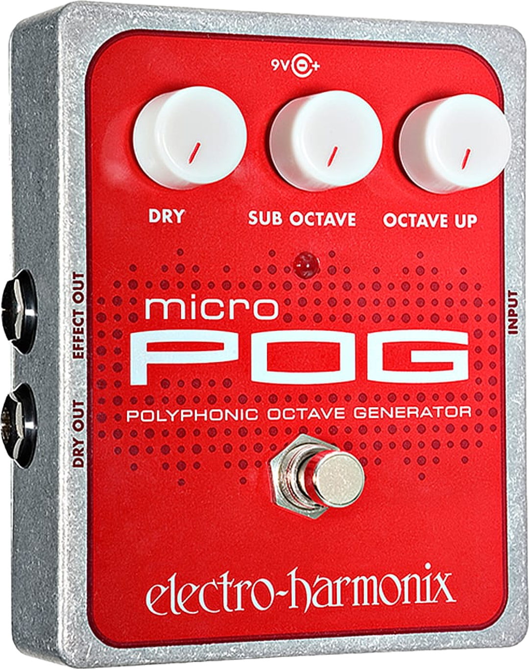 Electro-Harmonix Micro POG polyphonic octave generator pedal, front view