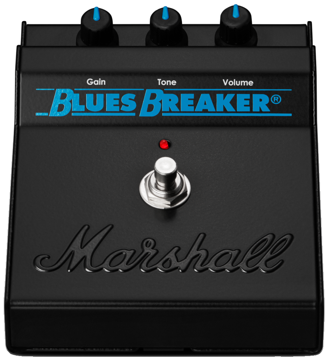 Marshall Bluesbreaker Vintage Reissue, high front view, black steel wedge, blue Bluesbreaker panel, three knobs