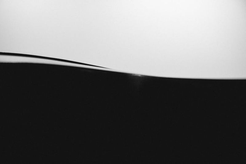 Minimalist abstract black and white image showcasing smooth wave-like forms.