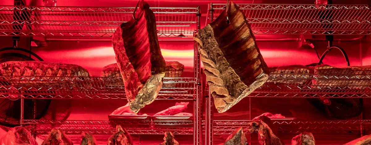 dry aged meat hanging