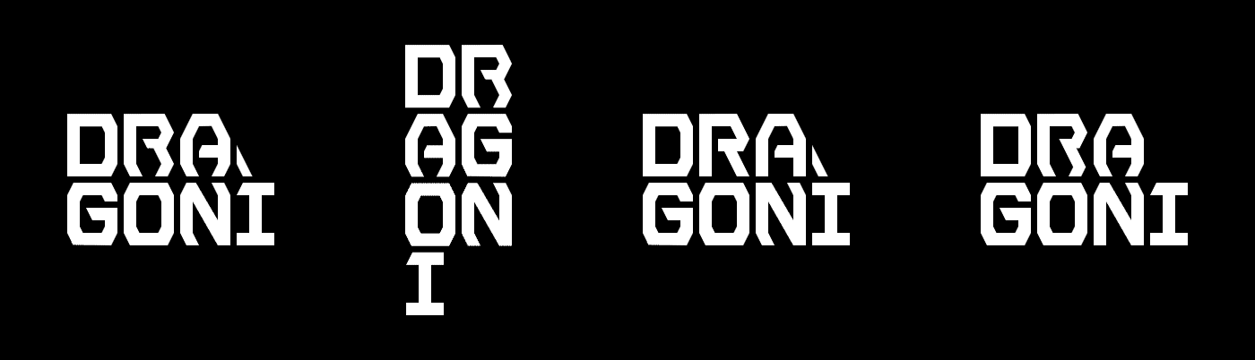 I'm a big fan of clean text logos and attempted to build a custom typeface for Dragoni. Unfortunately time was a constraint and I didn't think I could achieve the quality I was hoping for fast enough.