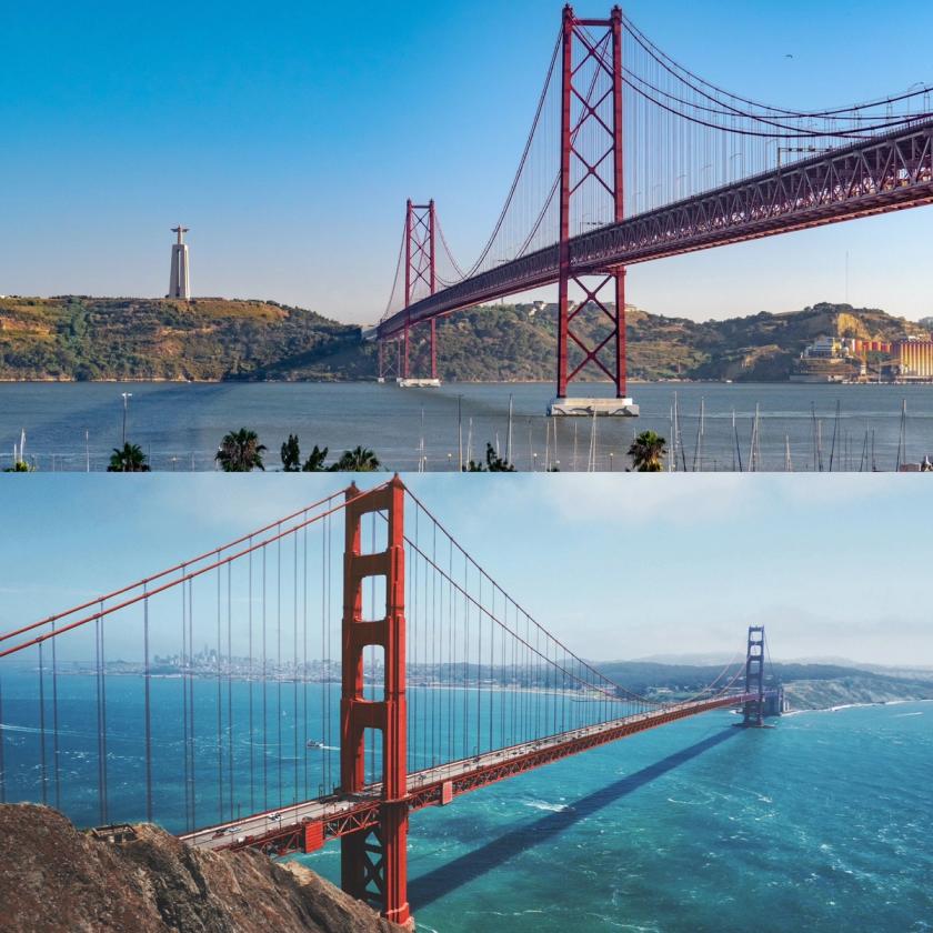 Golden Gate Bridge and the Ponte Vinte Cinco de Abril