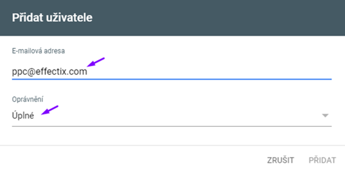 Zdieľanie prístupov do Google Search Console