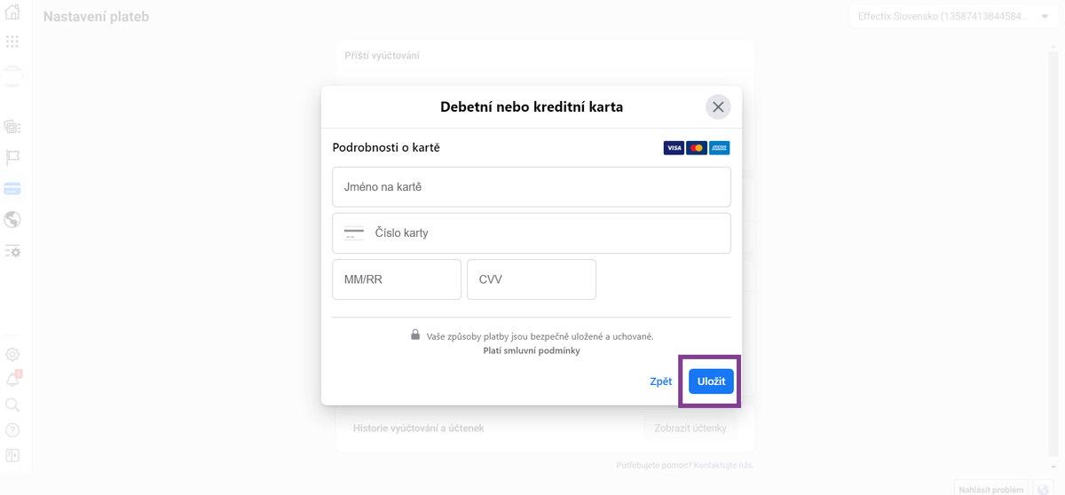 5b-Ako pridať platobnú metódu do Business managera-effectix
