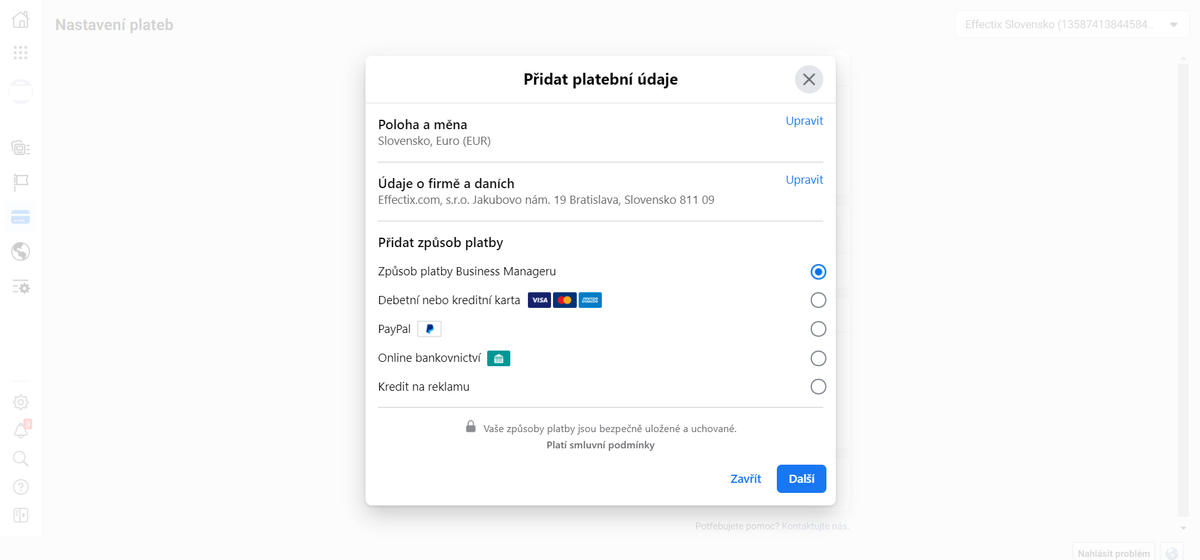 5a-Ako pridať platobnú metódu do Business managera-effectix