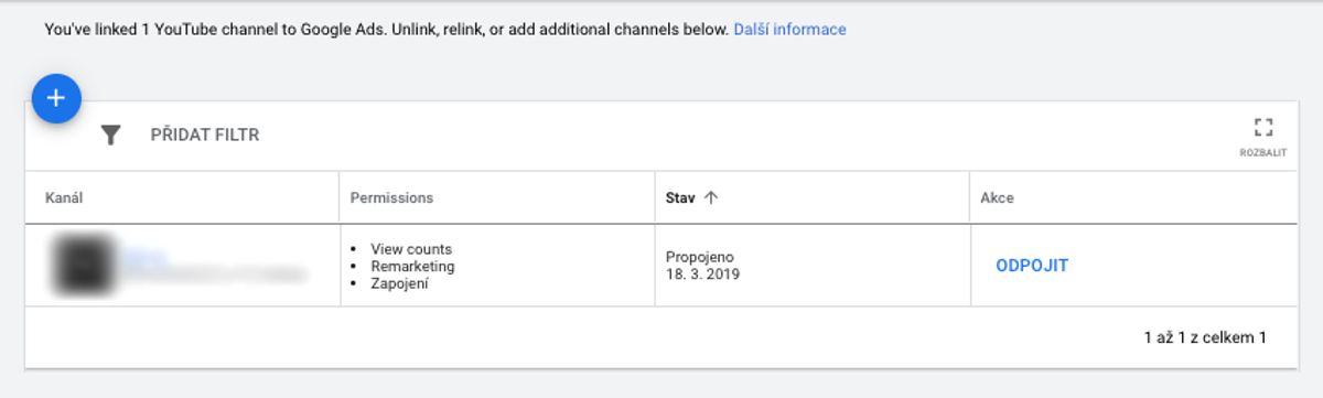 8_Google Ads_Prepojeny YouTube kanal