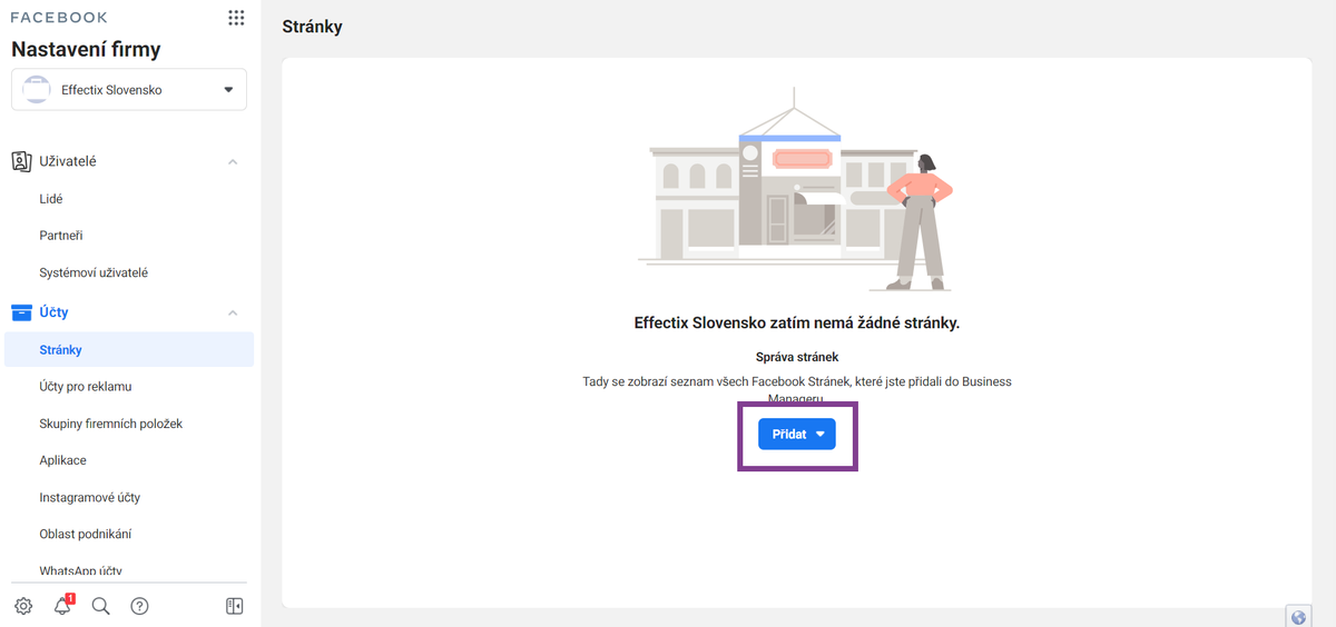 Ako pridať Facebook stránku do Business managera-effectix