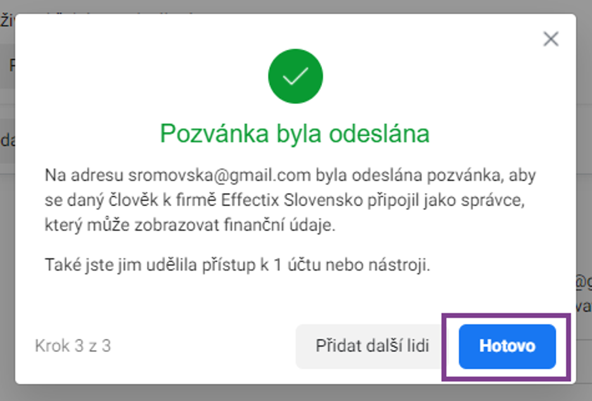 4 pridanie pouzivatele do Business managera