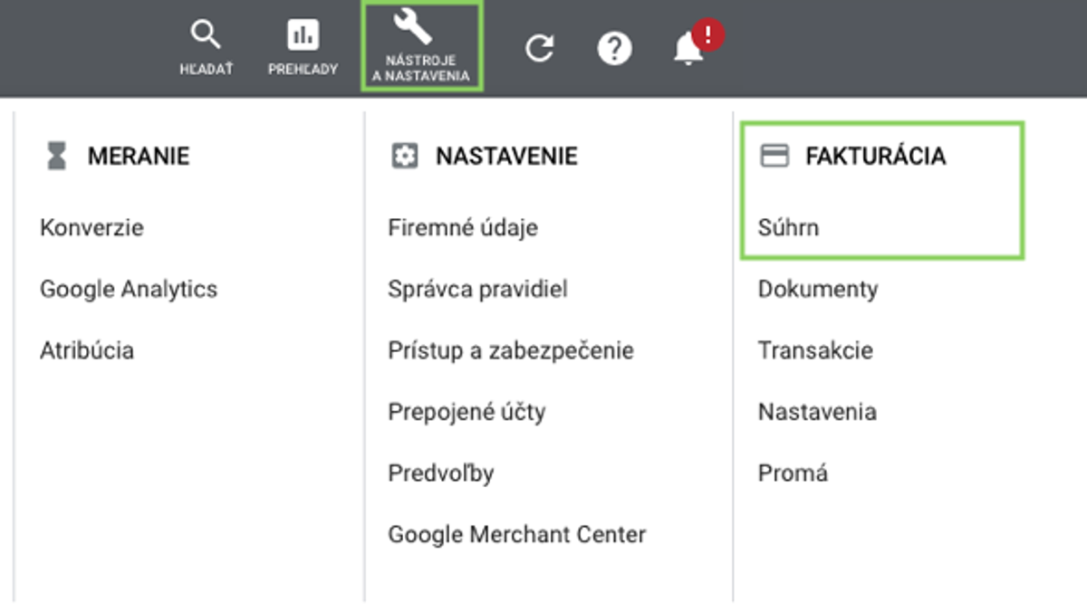 1_Google Ads – Nastavenie platobného profilu