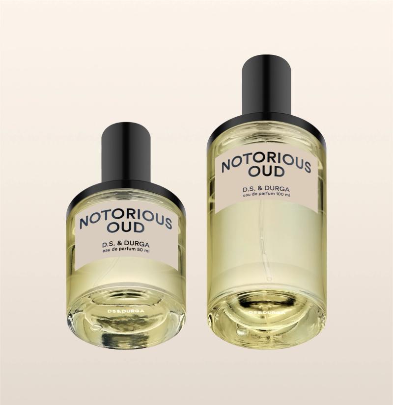 Two bottles of "notorious oud"  perfume by d.s. & durga in varying sizes. 
