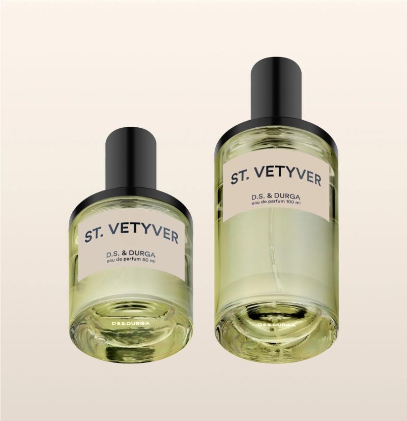 Two bottles of "st.vetyver"  perfume by d.s. & durga in varying sizes. 