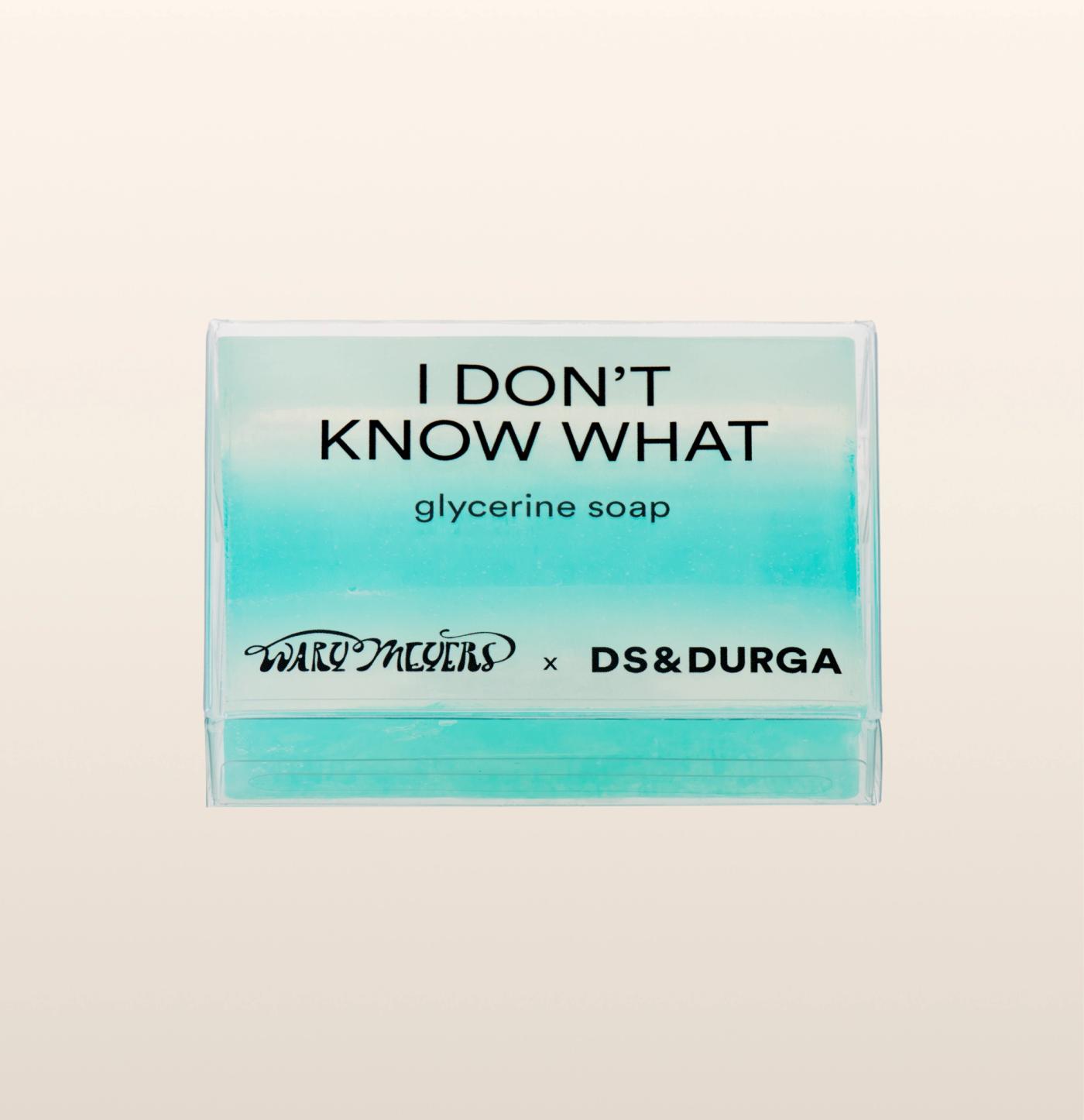 d.s. & durga Our best selling fragrance I Don't Know What in soap form. Made by Wary Meyers for D.S. & Durga. 100% pure vegetable base. No parabens no phthalates no sodium laurel sulfate no animal testing no detergents no alcoho