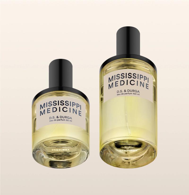 Two bottles of "mississippi medicine"  perfume by d.s. & durga in varying sizes. 