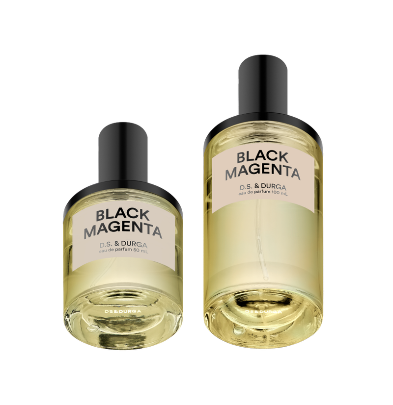 Two bottles of "black magenta" perfume by d.s. & durga.