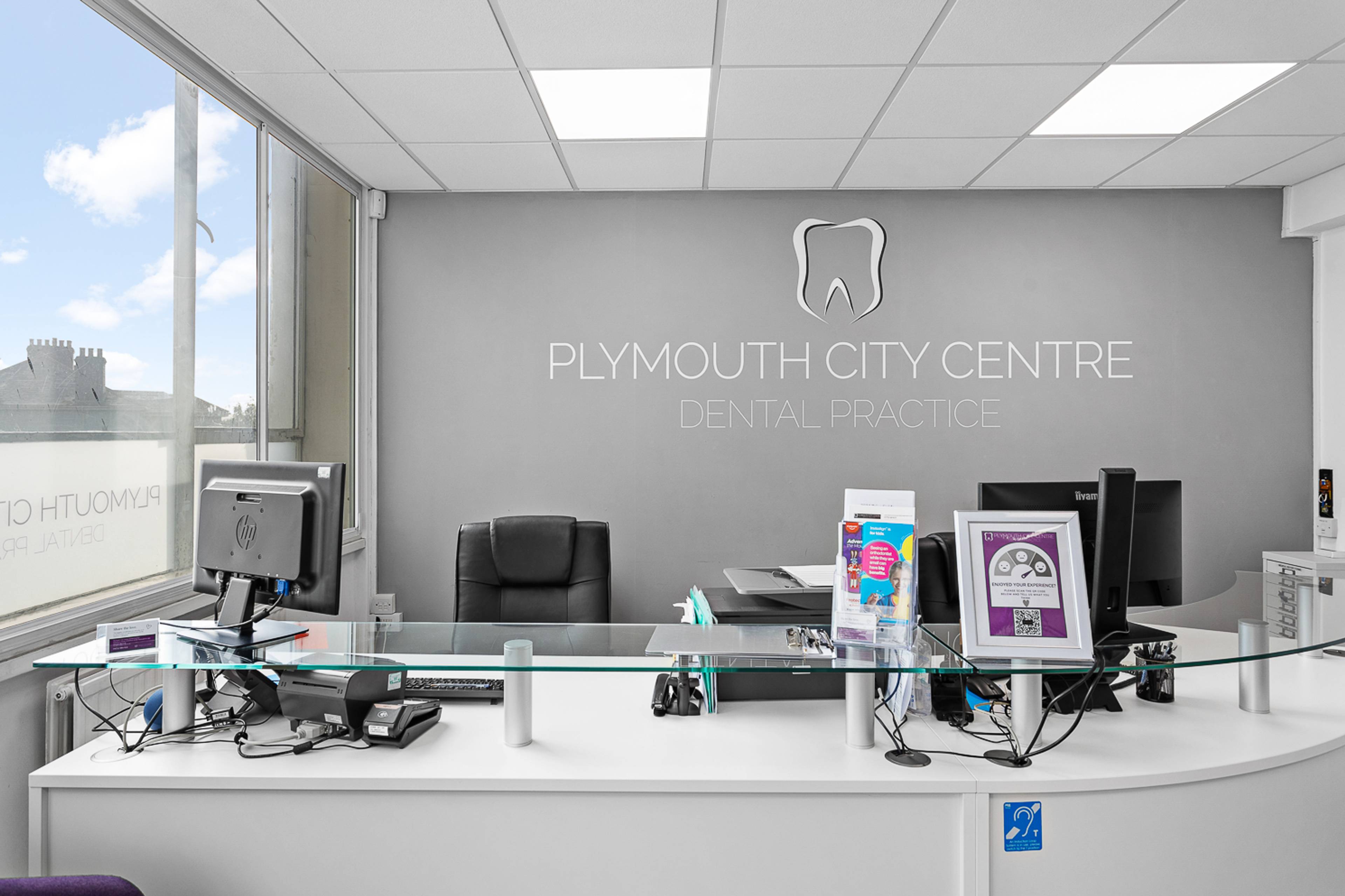 Bright reception area at Plymouth City Centre Dental Practice