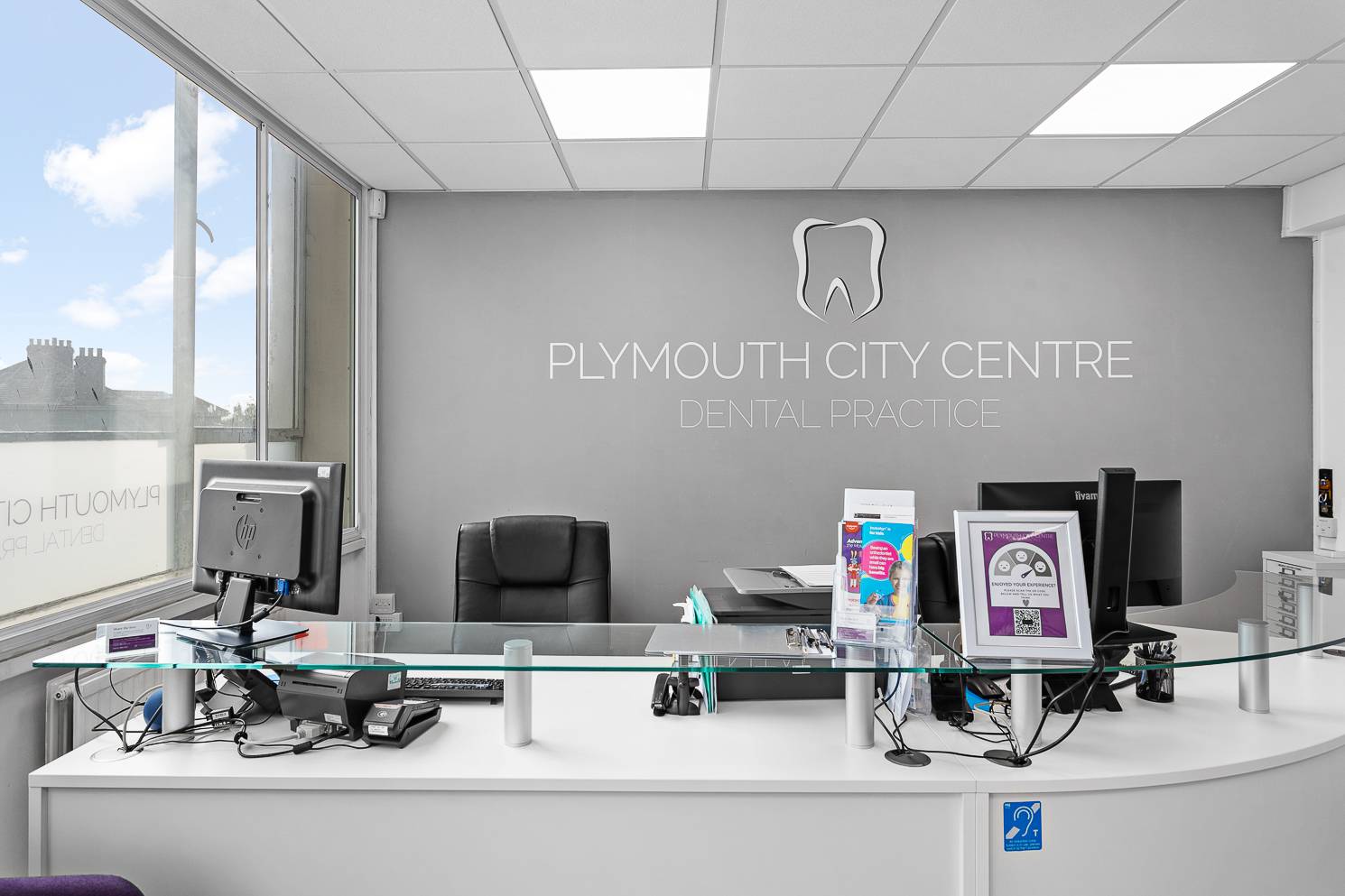Bright reception area at Plymouth City Centre Dental Practice