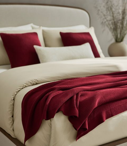 Boll and Branch Modern Plaid in Christmas Cranberry online Sheet King Set