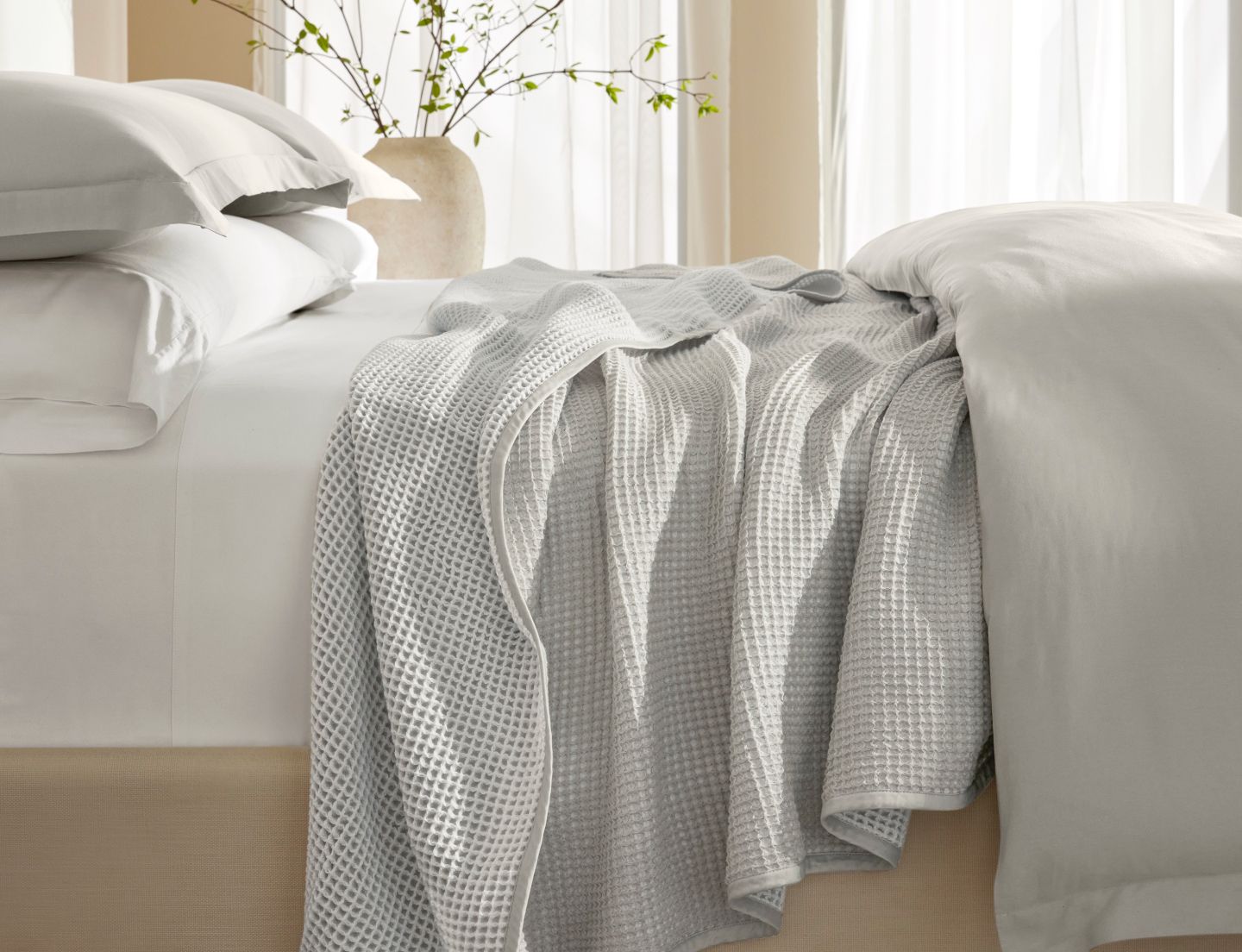 Boll & Branch Waffle Bed Blanket Blush Queen outlet Organic Cotton