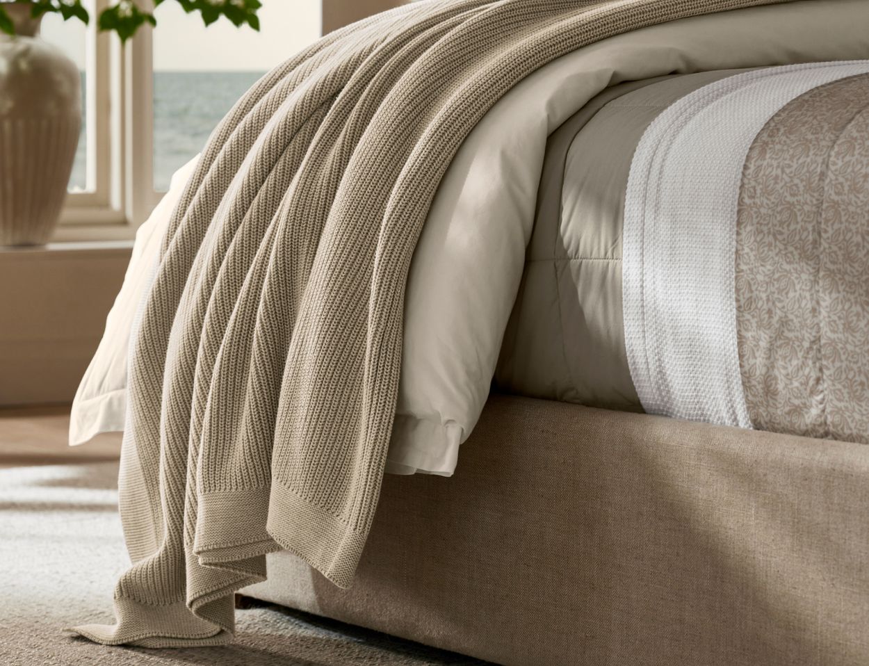 Ribbed Knit Throw Blanket Organic Comfort Boll Branch