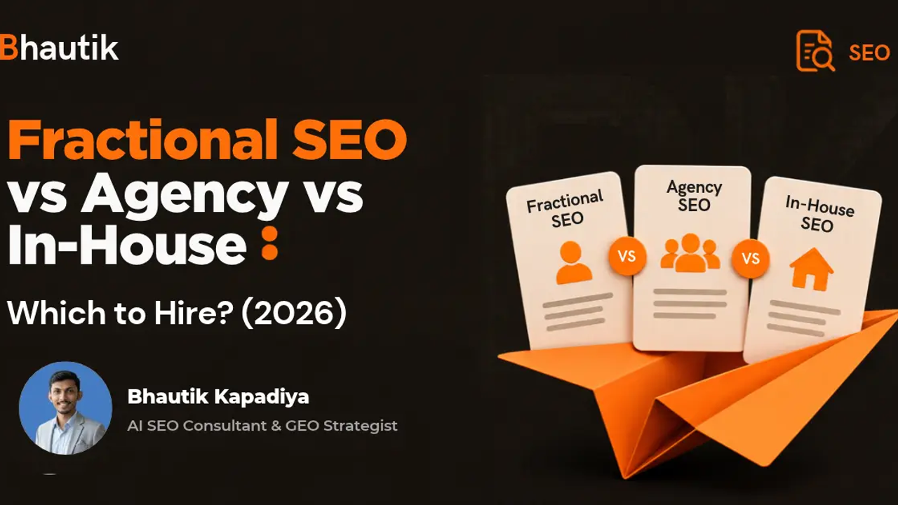 Comparison chart of fractional SEO, agency, and in-house SEO models with cost ranges and best-fit business stages