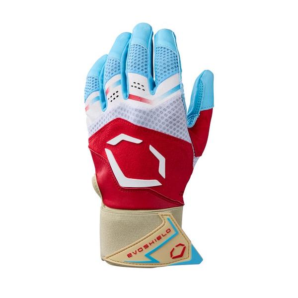 Evoshield Youth X SRZ Red, White & Ice Carbyne With Strap Batting Gloves