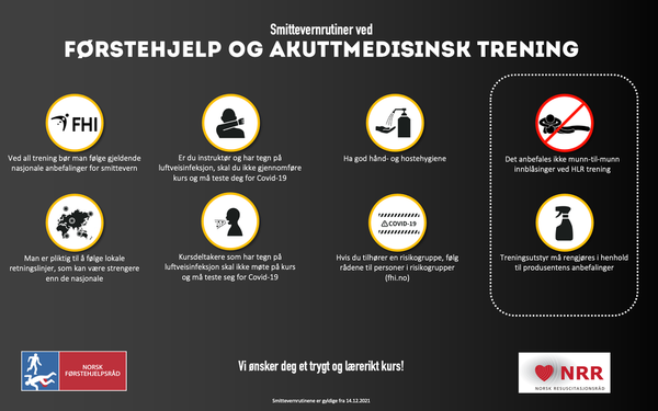 Oppdaterte smittevernsrutiner for førstehjelp og akuttmedisinsk trening