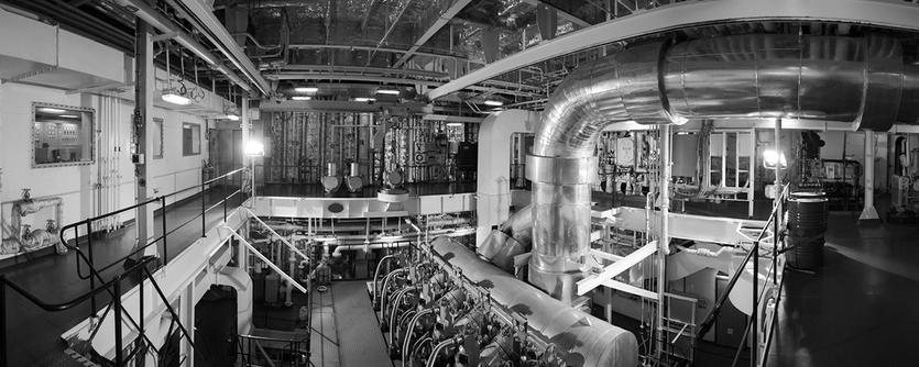 An engine room on a ship