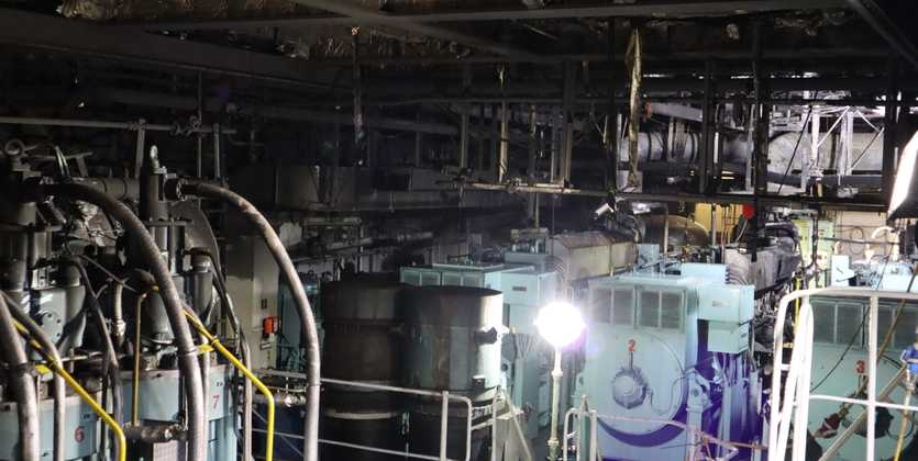 An engine room in a blackout