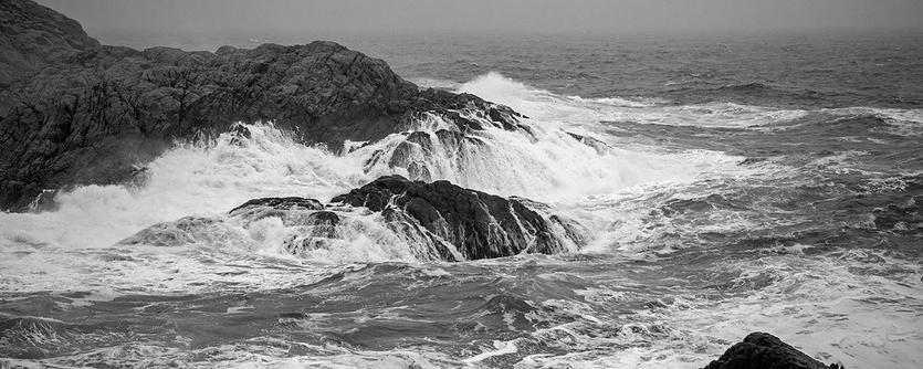 A rocky coastline with turbulent seas